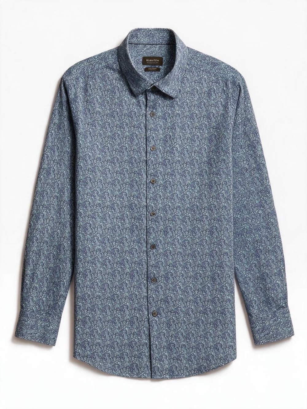 Men’s XL Bugatchi OoohCotton® Shirt Blue Micro Wave Print Button-Down Shirt